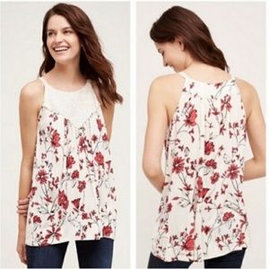 Anthropologie One September Kennedia Swing Tank Top - M - Cream with red flowers